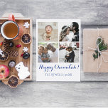 Carte Holiday 4 Photos Happy Chanukah Family White<br><div class="desc">Quick and easy holiday card to send family and friends during the holiday season.</div>