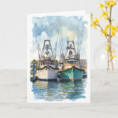 Carte Holiday Harbor Watercolor Greeting Card (Fleur jaune)