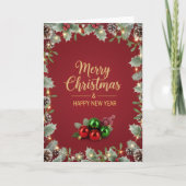 Carte Holiday Pine and Berry Christmas Greeting Card (Devant)