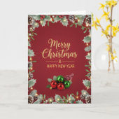 Carte Holiday Pine and Berry Christmas Greeting Card (Fleur jaune)