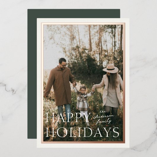 Carte Holiday Simplicity Foil Photo Holiday (Recto/Verso)