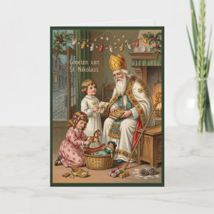 Carte hollandaise vintage de la Saint-Nicolas Sint