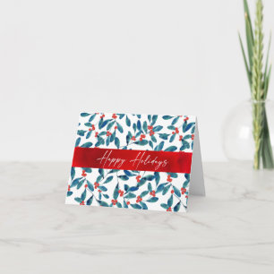 Carte Holly (Bande Rouge de Gelée) Joyeuses Fêtes