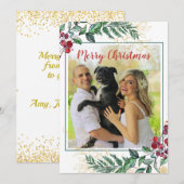 Carte Holly Berries Floral Botanique Photo Noël (Devant / Derrière)