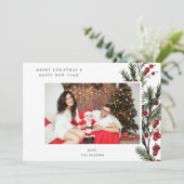 Carte Holly Berry H Photo Holiday ou Noël (Debout devant)