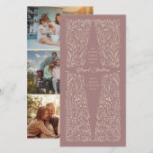 Carte Holly Cross mauve ivory blessed christmas (Devant / Derrière)