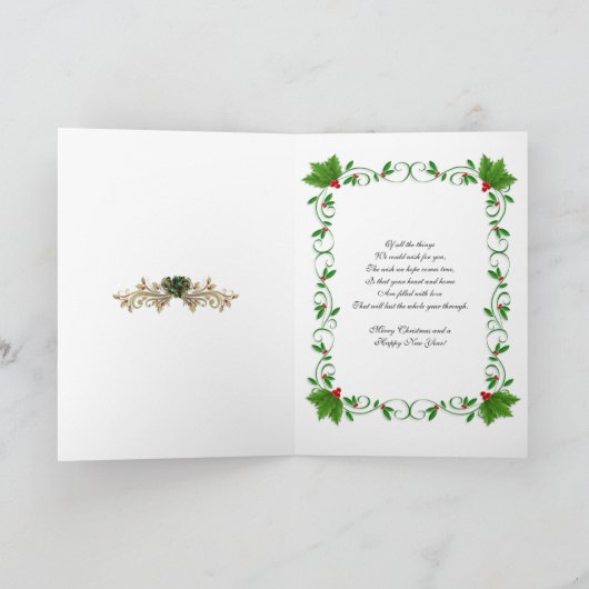 Carte Holly de Noël avec photo (Intérieur)