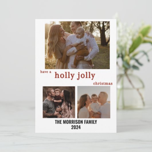 Carte Holly Jolly Christmas Chic Gold Confetti (Debout devant)