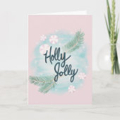 Carte Holly Jolly - Pastel - Noël - Salutation - (Devant)