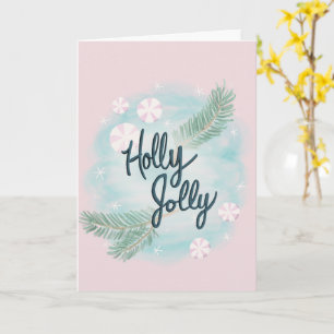 Carte Holly Jolly - Pastel - Noël - Salutation -