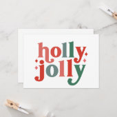 Carte Holly Jolly - Typographie Rétro des Fêtes (Devant/Arrière en situation)