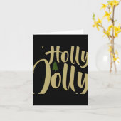 Carte Holly Jolly White Gold Merry Christmas Long Sleeve (Fleur jaune)