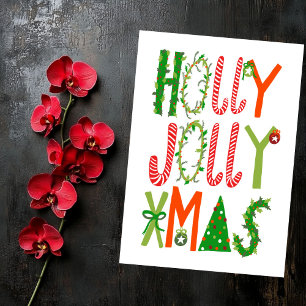 Carte HOLLY JOLLY XMAS Holidays Christmas Flat Card