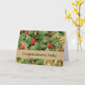 Carte Holly Tree Noël Vintage (Fleur jaune)