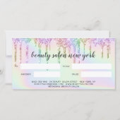 Carte Hologramme cadeau certificat licorne gouttes de pa (Dos)