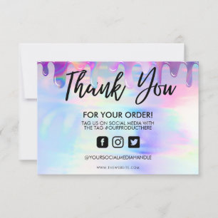Carte Holographie Pastel Drip Merci Média Insertion