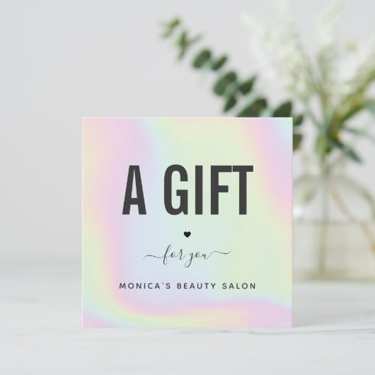 Carte Holographique Arc en ciel Unicorn Pastel Salon mod (Debout devant)