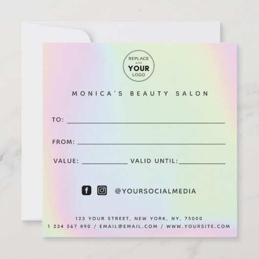 Carte Holographique Arc en ciel Unicorn Pastel Salon mod (Dos)