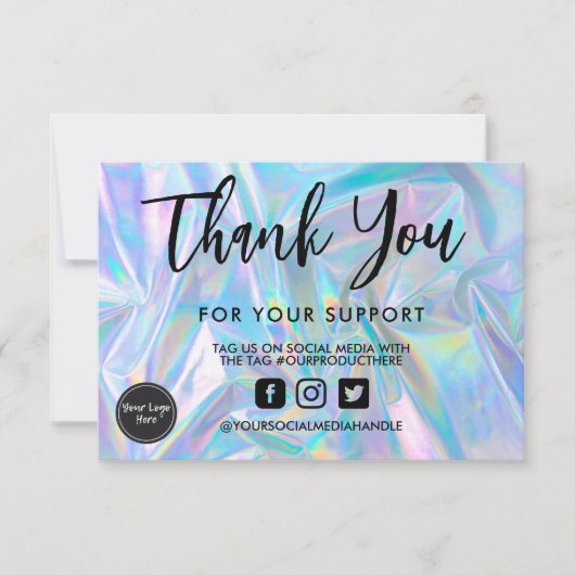 Carte Holographique Calligraphie Merci (Devant)