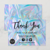 Carte Holographique Calligraphie Merci (Devant / Derrière)