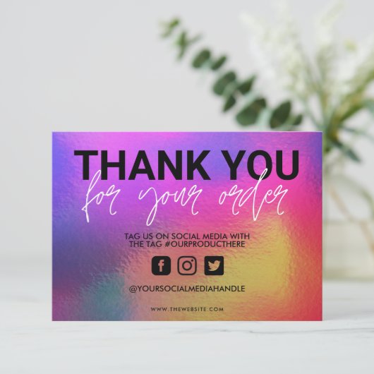 Carte Holographique Couleur Maj Merci Média Insertion (Debout devant)