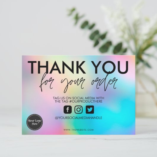 Carte Holographique Pastel Merci (Debout devant)