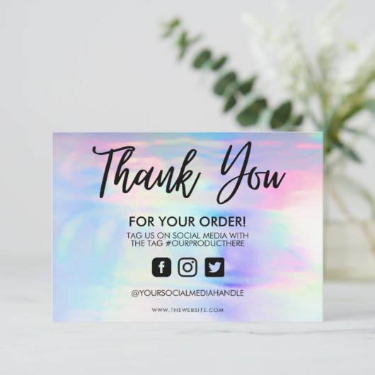 Carte Holographique Pastel Merci (Debout devant)