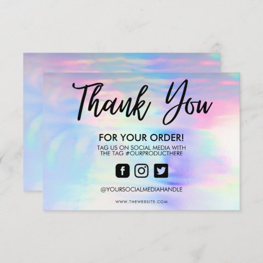 Carte Holographique Pastel Merci (Devant / Derrière)