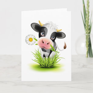 Carte Holstein cow en gris