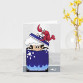 Carte Homard drôle (Fleur jaune)