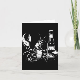 Carte Homard écrevisse tenant une bouteille de bière drô