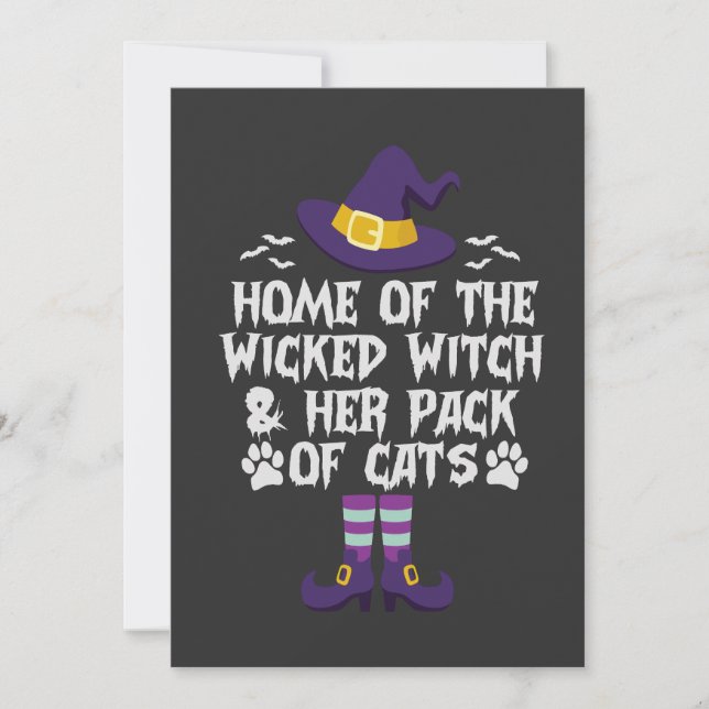 Carte Home Of The Wicked Witch & Her Pack of Cats Funny (Devant)