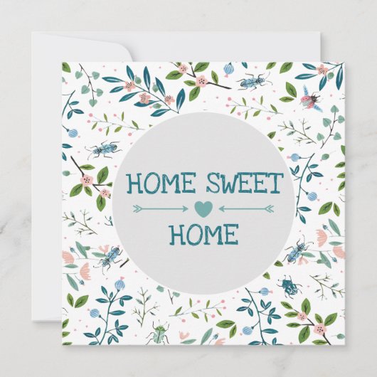 Carte Home Sweet Home Custom Turquoise Green Garden Real (Devant)