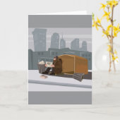 Carte Homeless Man Holding Help Sign Urban Poverty (Fleur jaune)