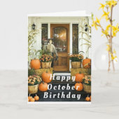 CARTE HOMESPUN ACCUEILLIR *HEUREUSE OCTOBRE ANNIVERSAIRE (Fleur jaune)