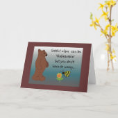 Carte Hommage humoristique à l'ours d'anniversaire (Fleur jaune)