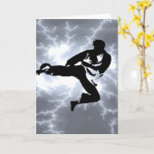 Carte Homme argenté de foudre d'arts martiaux (Fleur jaune)