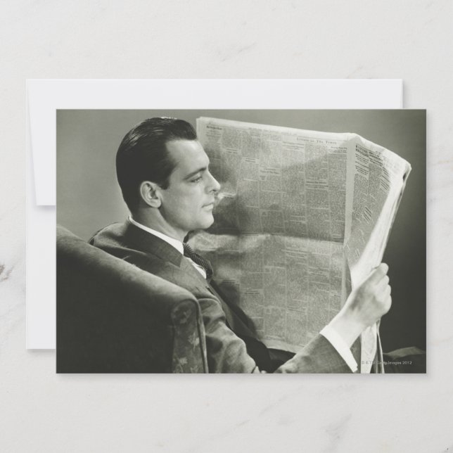 Carte Homme d'affaires lisant le journal (Devant)