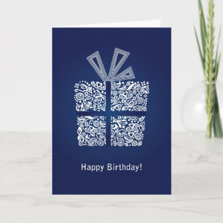 Carte homme d'anniversaire bleu heureux avec boîte