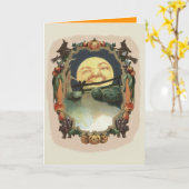 Carte Homme dans la sorcière de Jack-o'-lantern de lune (Fleur jaune)
