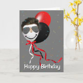 Carte Homme de fête d'anniversaire sur ballon (Fleur jaune)