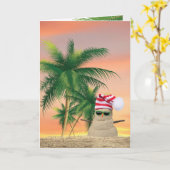 Carte Homme de sable de Noël avec palmiers (Fleur jaune)
