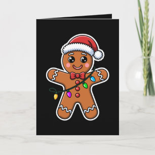 Carte Homme en pain d'épices de Noël Chapeau de Père Noë