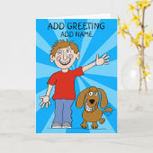 Carte Homme et son meilleur ami Anniversaire (Fleur jaune)