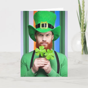 Carte Homme Irlandais Avec Trèfles Chanceux