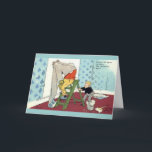 Carte homme manuel<br><div class="desc">Hanging wallpaper can prove to be detrimental. Cute cartoon drawing featuring a man on a ladder covered by wallpaper. Easily personalized and customized.</div>