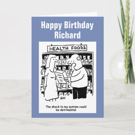 Carte Homme méfiant de manger de la nourriture santé (Devant)