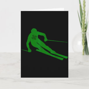 Carte Hommes femmes enfants ski jour de la Saint-Patrick