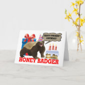 Carte Honey Badger Joyeux anniversaire de Freakin' (Fleur jaune)