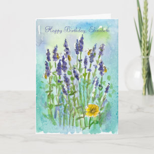 Carte Honey Bees Lavender Personnalisé Joyeux Anniversai